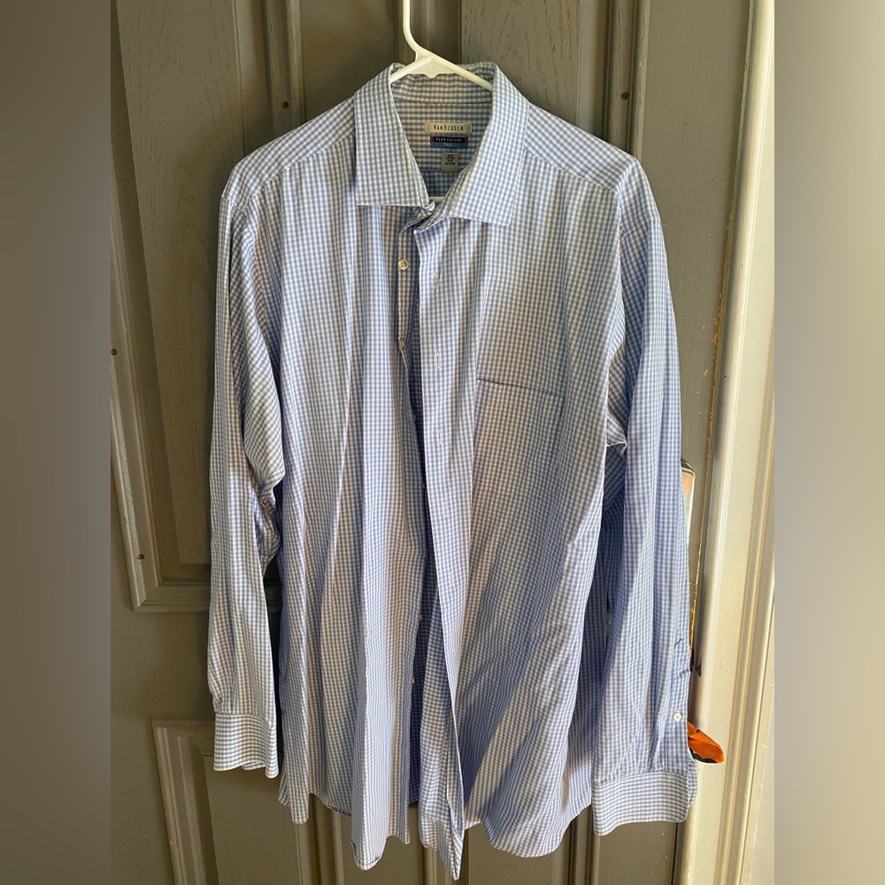 Blue Checkered Men's Dress Shirt - 37/38
